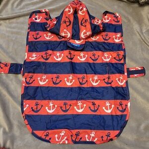 Anchor Pattern Dog Raincoat - Red and Navy